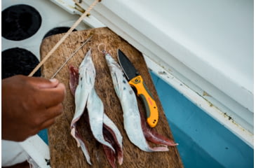 Image of Smiths Trail Breaker Folding Knife, 3.5in, 420 Stainless Steel, Black, Drop Point Blade, Orange/Gray, SP-51005