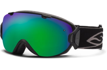 Image of Smith Optics I/OS Snow Goggles - Black Frame w/ Green Sol X and Red Sensor Lens IS7NXBK12