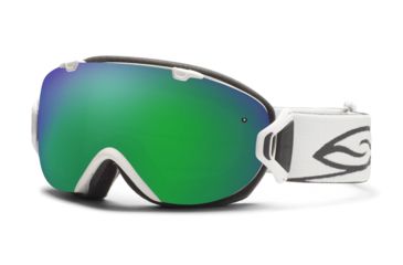Image of Smith Optics I/OS Snow Goggles - White Frame w/ Green Sol X and Red Sensor Lens IS7NXWT12