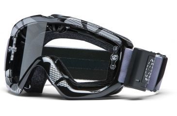 Image of Smith Optics Turbo Option OTG MX Goggles - Black/Silver Static Frame w/ Yellow Dual Airflow Anti-Fog Lens OT1CFKS13