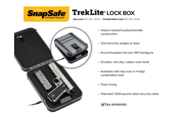 Image of Snapsafe, A Hornady Company Lock Box With Tsa Combination Lock XL Gun Safe, Polycarbonate, Black, NSN N, 75241