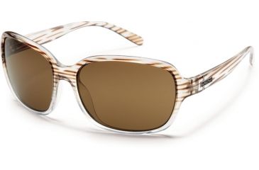Image of Suncloud Polarized Optics Sequin Sunglasses - Brown Stripe Frame and Brown Polarized Polycarbonate Lens S-SQPPBRBS