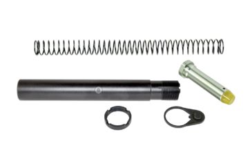Image of Sniper AR-15 Extended 9.3in Pistol Buffer Tube Kit, Tube, Castle Nut, Receiver End Plate, Carbine Recoil Spring, Carbine Recoil Buffer, Black/Silver AS5P06