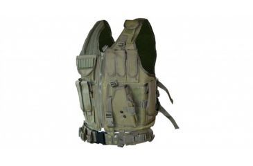 Image of Sniper Tactical Multi Function Molle Plate Vest w/ Carrier for Bullet Clips, Bullets w/ Pouch, Green, Fully Adjustable Length / Girth ASVT01-OD