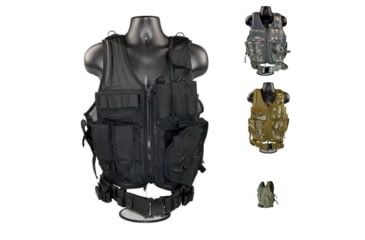 Image of Sniper Tactical Multi Function Molle Plate Vest w/ Carrier for Bullet Clips, Bullets with Pouch, Black, Camo Green, Camo/Tan, Green