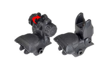 Image of Sniper Tactical Smart Front And Rear Flip Up, Push Down, Polymer, Receiver Height, End Black, BUIS, Black MFLRS04