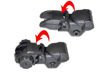 Image of Sniper Tactical Smart Front And Rear Flip Up, Push Down, Polymer, Receiver Height, End Black, BUIS, Black MFLRS04