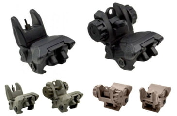 Image of Sniper Tactical Smart Polymer Front and Rear Flip Up Iron Sight Combo Set, Black, Green, Tan