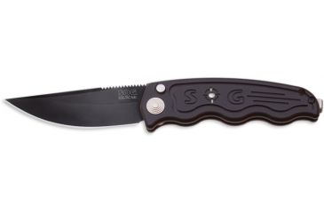 Image of SOG Auto Knife w/ SE Fold 3.5in. Steel Blade and Alum. Handle, BLK Finish, Black ST-02