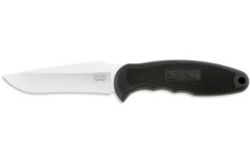 Image of SOG Field Pup II Knife w/ SE 4.75in. Steel Blade and Leather Sheath, Satin Polished Finish, Black FP5L-CP