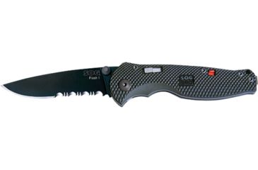 Image of SOG Flash I Knife w/ PS Fold 2.5in. Steel Blade and GRN Handle, Hardcased BLK TiNi Finish, Black TFSA97-CP