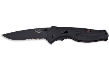 Image of SOG Flash II Knife w/ PS Fold 3.5in. Steel Blade and GRN Handle, BLK TiNi Finish, Black TFSA98-CP