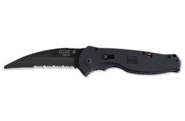 Image of SOG Flash Rescue Knife, Black TiNi - 3.5in Partially Serrated Blade TFSA6