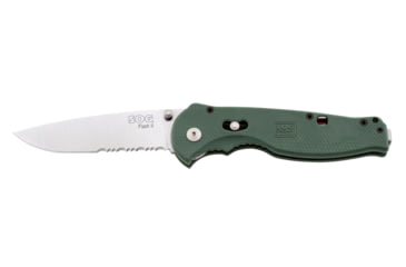 Image of SOG Knives GFSA-98 Flash II - Partially Serrated Satin Green Handle Folding Knife