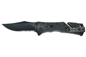 Image of SOG Trident Partially Serrated Black TiNi Folding Knife, TF-1