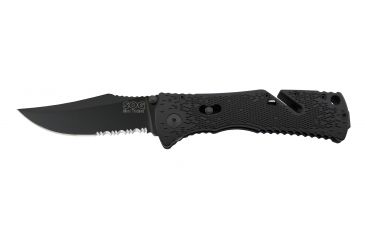 Image of SOG Knives TF-21 Trident Mini - Partially Serrated Black TiNi Folding Knife