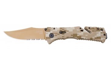 Image of SOG Trident Partially Serrated Copper TiNi Desert Camo Folding Knife, TF-5