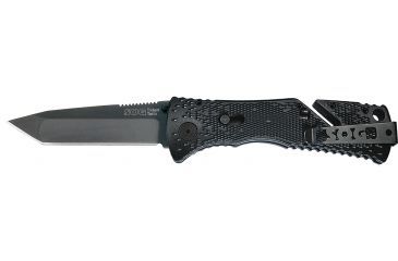Image of SOG Trident Tanto Knife, Black TiNi Blade, Black Handle TiNi, TF-7