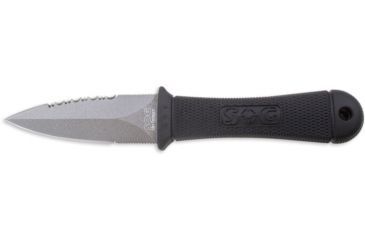 Image of SOG Pentagon Mini Knife w/ Straight and SE 3.5in. Steel Blade and Kydex Sheath, Powder Coated Finish, Black M14K-CP