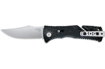 Image of SOG Trident Knife w/ PS Fold, 3.75in. Steel Blade and Green Handle, TigerStripe Black TiNi Finish, TF3-CP