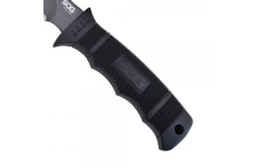 Image of SOG SEAL Pup 9 inch Fixed Blade Knife, Partially Serrated Edge, Clip Point, AUS-8, Powder Coated Black Blade, Black Handle, Ballistic Nylon Sheath, M3N-CP