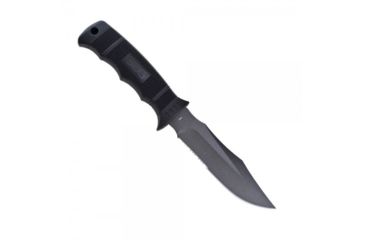 Image of SOG SEAL Pup 9 inch Fixed Blade Knife, Partially Serrated Edge, Clip Point, AUS-8, Powder Coated Black Blade, Black Handle, Ballistic Nylon Sheath, M3N-CP