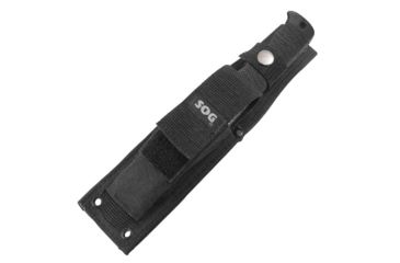 Image of SOG SEAL Pup 9 inch Fixed Blade Knife, Partially Serrated Edge, Clip Point, AUS-8, Powder Coated Black Blade, Black Handle, Ballistic Nylon Sheath, M3N-CP