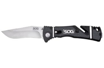 Image of SOG Trident Elite Straight-Edge Assisted Folding Steel Blade Knife, 3.75 in., Green Handle, Satin Finish, TF101-CP