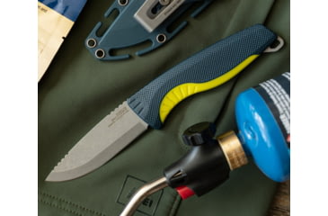 Image of SOG Specialty Knives &amp; Tools Aegis FX Fixed Blade Knives, 3.7in, Straight Edge, CRYO KRUPP 4116 Steel, Drop Point, Indigo/Acid Yellow, GRN / TPU Handle, Black, SOG-17-41-01-41