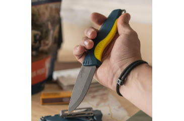 Image of SOG Specialty Knives &amp; Tools Aegis FX Fixed Blade Knives, 3.7in, Straight Edge, CRYO KRUPP 4116 Steel, Drop Point, Indigo/Acid Yellow, GRN / TPU Handle, Black, SOG-17-41-01-41