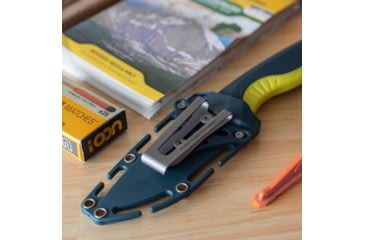 Image of SOG Specialty Knives &amp; Tools Aegis FX Fixed Blade Knives, 3.7in, Straight Edge, CRYO KRUPP 4116 Steel, Drop Point, Indigo/Acid Yellow, GRN / TPU Handle, Black, SOG-17-41-01-41