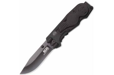 Image of SOG Specialty Knives &amp; Tools Bladelight Mini Folding Knife,3in,Black Handle,Black TiNi Plain,Clam SOGBLT61-CP