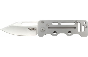 Image of SOG Specialty Knives &amp; Tools Cash Card Folding Knife, 2.75in, 8Cr13MoV Stainless Steel Blade, Clip Point, Silver, Stainless Steel Handle, Silver, SOG-EZ1-CP