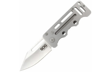 Image of SOG Specialty Knives &amp; Tools Cash Card Folding Knife, 2.75in, 8Cr13MoV Stainless Steel Blade, Clip Point, Silver, Stainless Steel Handle, Silver, SOG-EZ1-CP