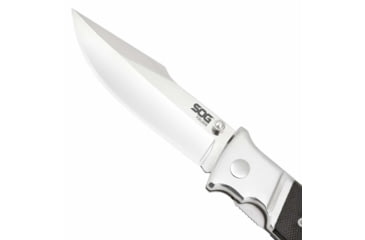 Image of SOG Specialty Knives &amp; Tools Fielder Folding Knife, 3.3in, 7Cr17MoV Blade, Clip Point, Black, G10 Handle, Silver, SOG-FF38-CP