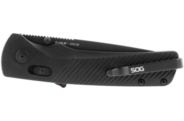 Image of SOG Specialty Knives &amp; Tools Flash At  Blackout Automatic Folding Knife, 3.38in, D2 Tool Steel, Drop Point Blade, Partially Serrated, Black Coated, Black GRN Handle, SOG-11-18-02-57