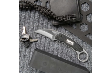 Image of SOG Specialty Knives & Tools Gambit Blade Knife, 2.58in, 7Cr17MoV Blade, Sheepsfoot, Black, Glass-Reinforced Nylon Handle, Silve, SOG-GB1001-CP