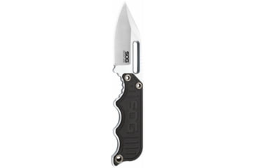 Image of SOG Specialty Knives &amp; Tools Instinct Mini Fixed Blade Knife, 1.9in, 5Cr15MoV Blade, Clip Point, Black, Silver, Stainless Steel and G10 Handle, Silver, SOG-NB1002-CP