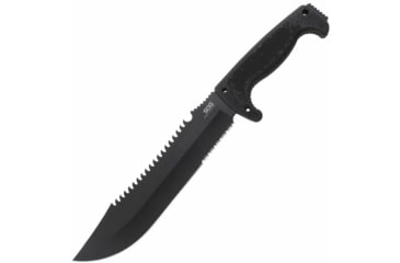 Image of SOG Specialty Knives &amp; Tools Jungle Primitive Folding Knife, 9.5in, 8Cr13MoV Blade, Clip Point, Black, Kraton Handle, Black, SOG-F03TN-CP