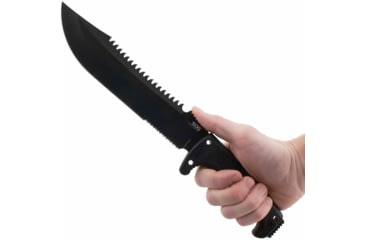 Image of SOG Specialty Knives &amp; Tools Jungle Primitive Folding Knife, 9.5in, 8Cr13MoV Blade, Clip Point, Black, Kraton Handle, Black, SOG-F03TN-CP