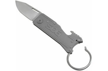 Image of SOG Specialty Knives &amp; Tools KeyTron Folding Knife, 1.8in, 5Cr15MoV Blade, Clip Point, Grey, Stainless Steel Handle, Silver/Grey, SOG-KT1001-CP