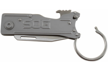 Image of SOG Specialty Knives &amp; Tools KeyTron Folding Knife, 1.8in, 5Cr15MoV Blade, Clip Point, Grey, Stainless Steel Handle, Silver/Grey, SOG-KT1001-CP