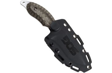 Image of SOG Specialty Knives &amp; Tools Kiku 4 Inch Dual Direction Satin Fixed Blade Knife w/ Micarta Handle and Kydex Sheath, Silver, KU-2022