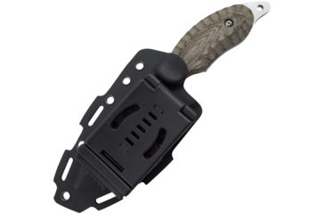 Image of SOG Specialty Knives &amp; Tools Kiku 4 Inch Dual Direction Satin Fixed Blade Knife w/ Micarta Handle and Kydex Sheath, Silver, KU-2022