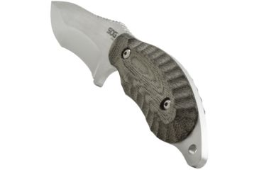 Image of SOG Specialty Knives &amp; Tools Kiku 4 Inch Dual Direction Satin Fixed Blade Knife w/ Micarta Handle and Kydex Sheath, Silver, KU-2022
