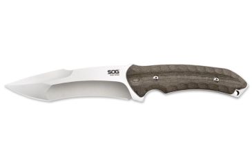 Image of SOG Specialty Knives &amp; Tools Kiku Straight-Edge Fixed Steel Blade Drop Point Knife, Linen Micarta Handle, Satin Finish, Large, 5.6 in. KU-2011