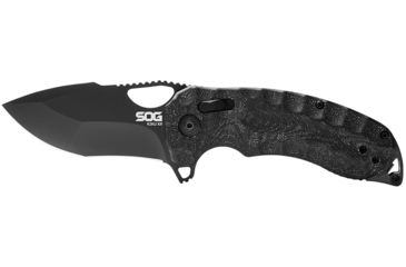 Image of SOG Specialty Knives &amp; Tools Kiku XR Folding Knife, 3in, CTS XHP Blade, Tanto, Black, Linen Micarta Handle, SOG-12-27-02-57