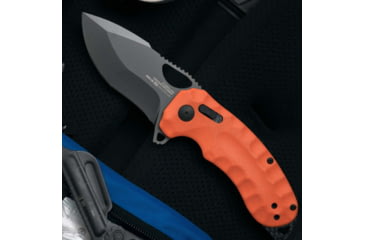 Image of SOG Specialty Knives &amp; Tools Kiku XR LTE Folding Knife, 3.02in, CRYO CTS XHP Blade, Tanto, Blaze Orange, G10 Handle, Black, SOG-12-27-03-57