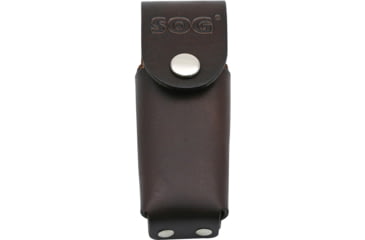 Image of SOG Specialty Knives &amp; Tools Leather Sheath, For Pocket Powerplier, Deluxe Pocket Powerplier, Similar Folding Knife Up To 5in Closed, Snap Front Closure, Black, L69