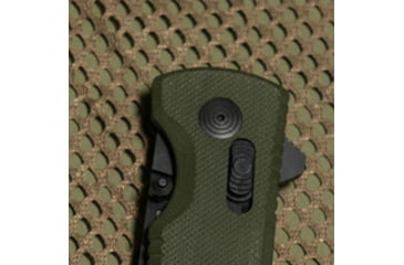 Image of SOG Specialty Knives &amp; Tools Pentagon XR Automatic Folding Knife, 3.63in, CTS-XHP Stainless, Spear Point Blade, Black Oxide, OD Green G10 Handle, 12-61-02-57